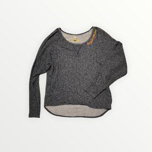 Hey sunshine embroidered boat neck sweatshirt